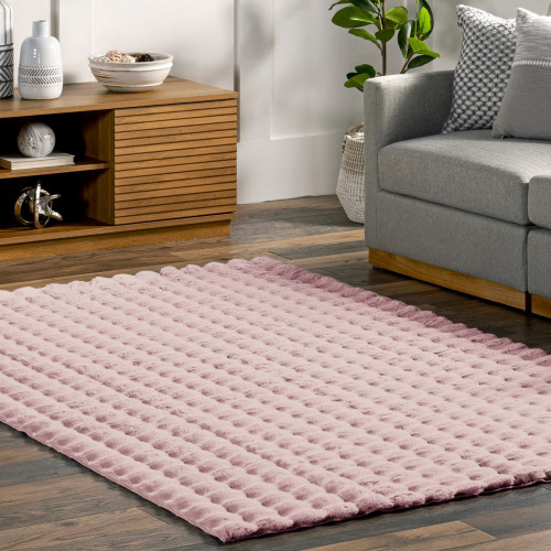 Διάδρομος Γούνινος Rabbit Bubble Ρόζ - Πούδρα 80cm (πλάτος)  RBTBU-PN