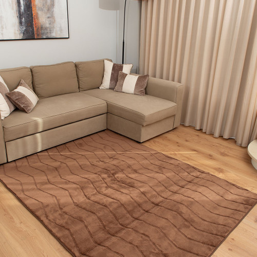Γούνινο Χαλί Ανάγλυφο "COZY' Μονόχρωμο Καφέ 200x250cm MSC-001-BR-200