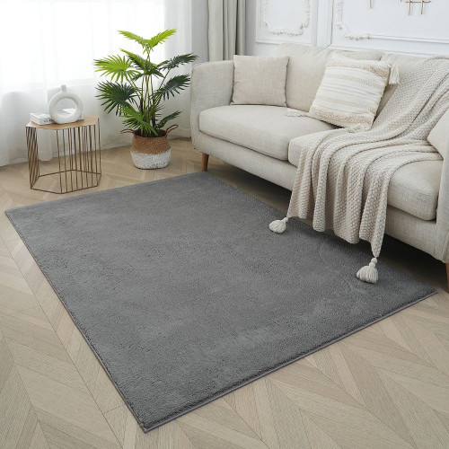 Χαλί Shaggy Soft Touch Μονόχρωμα Σκούρο Γκρι 120x170cm M6-DGREY-120